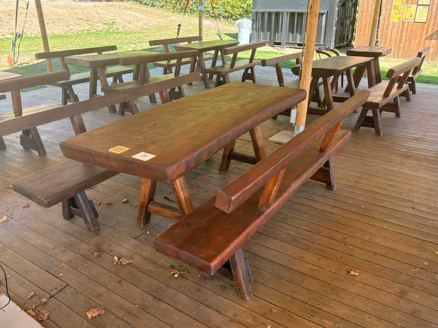 Eiken tafel + bank - afbeelding 1 van  4