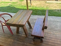 Eiken tafel + bank - afbeelding 4 van  4