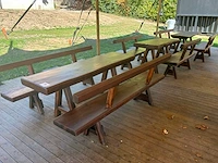 Eiken tafel + bank