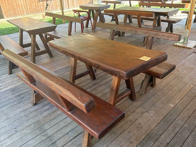 Eiken tafel + bank - afbeelding 4 van  5
