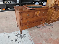 Eikenhouten bibliotheekkast flamant met 2 glazen deuren en 6 eikenhouten deuren camille&vence, eiken ladenkast met 4 laden, spiegel in houten kader - afbeelding 4 van  12