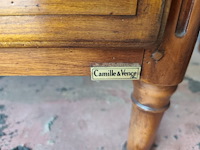 Eikenhouten bibliotheekkast flamant met 2 glazen deuren en 6 eikenhouten deuren camille&vence, eiken ladenkast met 4 laden, spiegel in houten kader - afbeelding 6 van  12