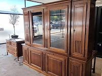 Eikenhouten bibliotheekkast flamant met 2 glazen deuren en 6 eikenhouten deuren camille&vence, eiken ladenkast met 4 laden, spiegel in houten kader - afbeelding 10 van  12