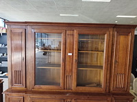 Eikenhouten bibliotheekkast flamant met 2 glazen deuren en 6 eikenhouten deuren camille&vence, eiken ladenkast met 4 laden, spiegel in houten kader - afbeelding 11 van  12