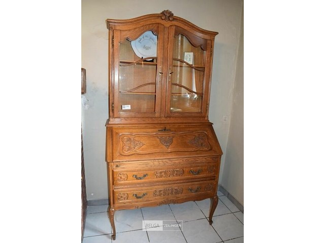 Eikenhouten secretaire in louis xv-stijl - afbeelding 1 van  5