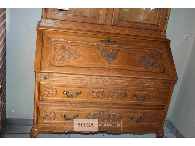 Eikenhouten secretaire in louis xv-stijl - afbeelding 3 van  5