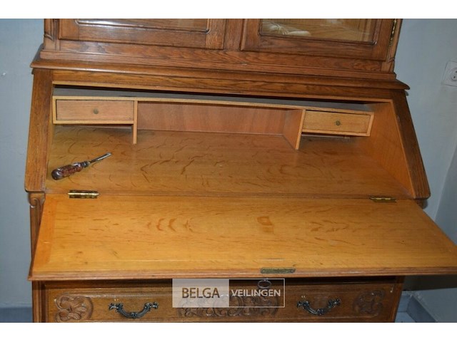 Eikenhouten secretaire in louis xv-stijl - afbeelding 4 van  5