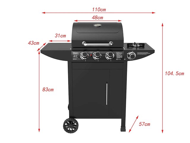 El fuego® "san francisco 3+1" gasgrill ay5632 - afbeelding 6 van  8