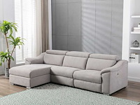 Electric relax hoekbank in lichtgrijze stof - linkerhoek - afbeelding 1 van  6