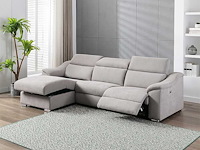 Electric relax hoekbank in lichtgrijze stof - linkerhoek - afbeelding 2 van  6
