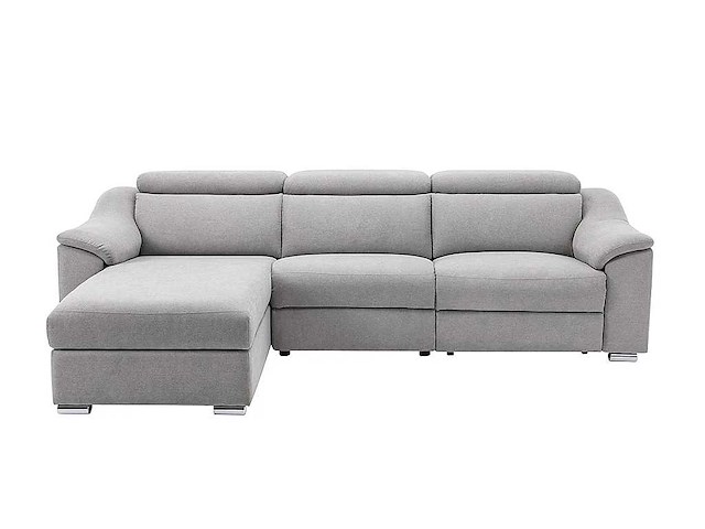 Electric relax hoekbank in lichtgrijze stof - linkerhoek - afbeelding 3 van  6