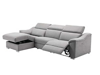 Electric relax hoekbank in lichtgrijze stof - linkerhoek - afbeelding 5 van  6