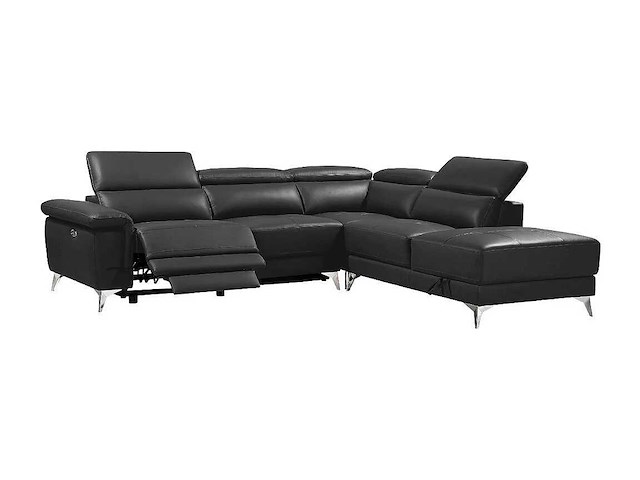 Electric relax rechterhoek bank in antracietgrijs leer - afbeelding 2 van  7