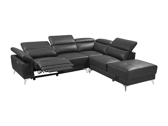 Electric relax rechterhoek bank in antracietgrijs leer - afbeelding 3 van  7