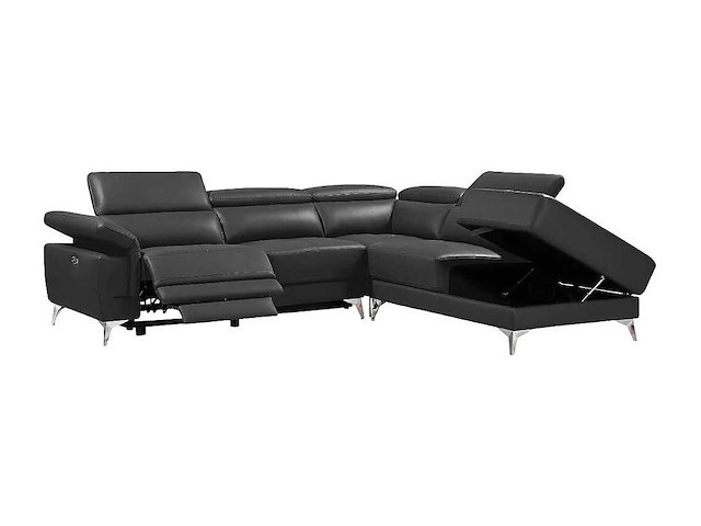 Electric relax rechterhoek bank in antracietgrijs leer - afbeelding 4 van  7