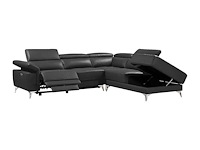 Electric relax rechterhoek bank in antracietgrijs leer - afbeelding 4 van  7