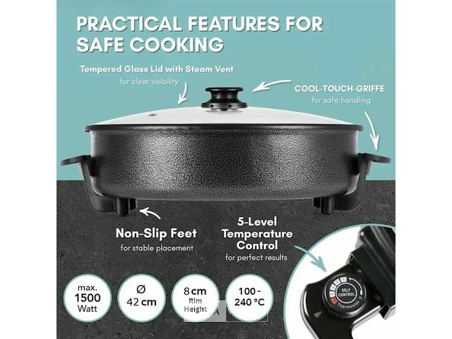 Electrische pizza pan 42cm - afbeelding 2 van  6