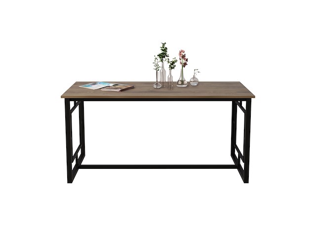 Elegante walnoot zwarte eettafel | multifunctioneel | 100% melamine gecoat | 18mm dikte - afbeelding 2 van  5