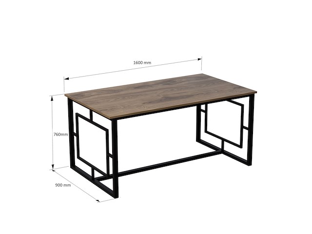 Elegante walnoot zwarte eettafel | multifunctioneel | 100% melamine gecoat | 18mm dikte - afbeelding 5 van  5