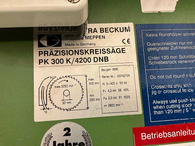 Elektra beckum pk 300 k precisie-zaagmachine - afbeelding 7 van  11