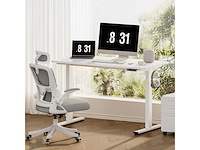 Elektrisch in hoogte verstelbaar sta-bureau met geheugenfunctie - ef1-serie (100 x 60 cm, wit frame + wit bureau)