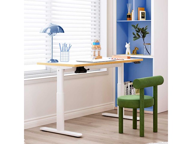 Elektrisch kinderbureau met verstelbare hoogte, ergonomische studie voor kinderen met haak, 120x60cm - afbeelding 1 van  4