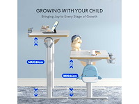 Elektrisch kinderbureau met verstelbare hoogte, ergonomische studie voor kinderen met haak, 120x60cm - afbeelding 3 van  4