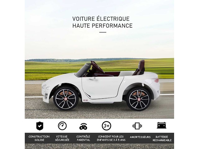 Elektrisch voertuig kinderen 2 motoren - witte bentley - afbeelding 4 van  4