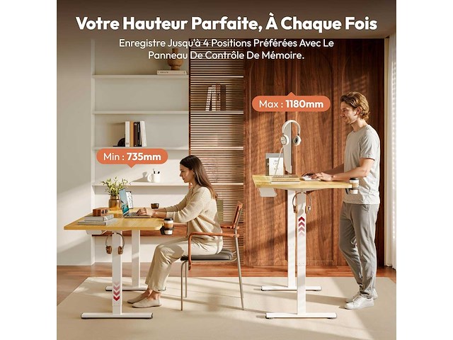 Elektrisch zit-sta bureau 160x60 cm sta-bureau - afbeelding 4 van  8