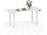 Elektrisch zit-staan-bureau met 4 poten en dubbele motor - 160x75cm - wit - afbeelding 1 van  9
