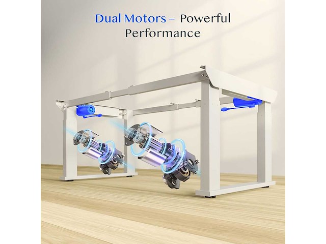 Elektrisch zit-staan-bureau met 4 poten en dubbele motor - 160x75cm - wit - afbeelding 4 van  9