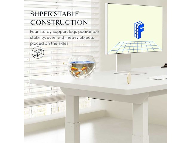 Elektrisch zit-staan-bureau met 4 poten en dubbele motor - 160x75cm - wit - afbeelding 6 van  9