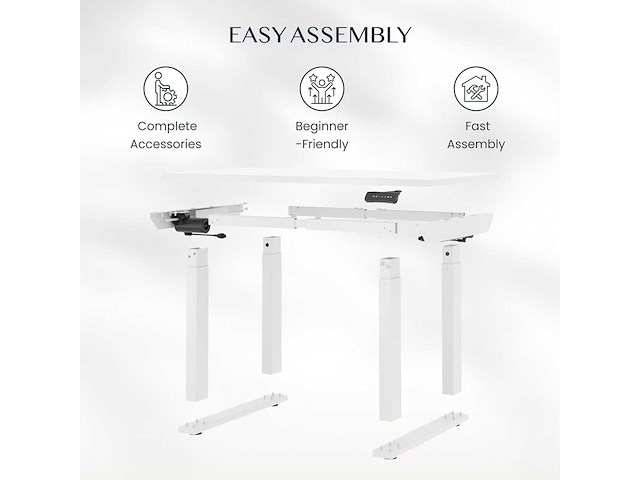 Elektrisch zit-staan-bureau met 4 poten en dubbele motor - 160x75cm - wit - afbeelding 8 van  9