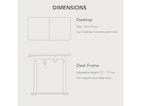 Elektrisch zit-staan-bureau met 4 poten en dubbele motor - 160x75cm - wit - afbeelding 9 van  9