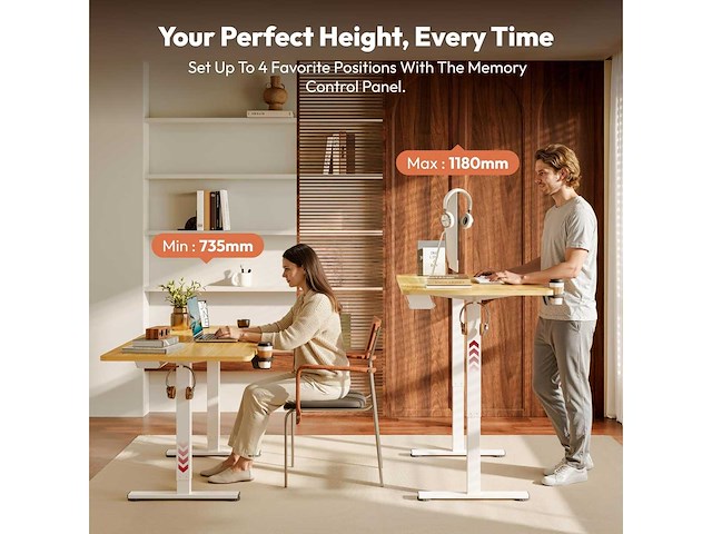 Elektrisch zit-staand bureau 140x60 cm - afbeelding 7 van  10