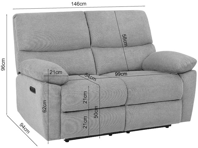 Elektrische 2-zitter bank met usb-netvoeding - antracietstof - afbeelding 3 van  13