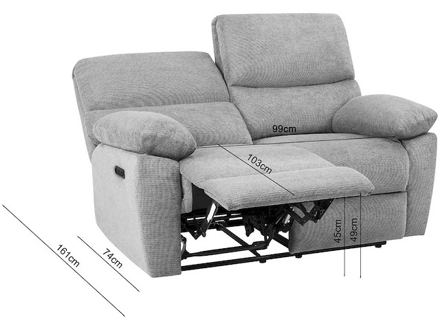 Elektrische 2-zitter bank met usb-netvoeding - antracietstof - afbeelding 4 van  13