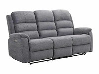 Elektrische 3-persoons relaxbank met grijze stoffen plank - afbeelding 2 van  4