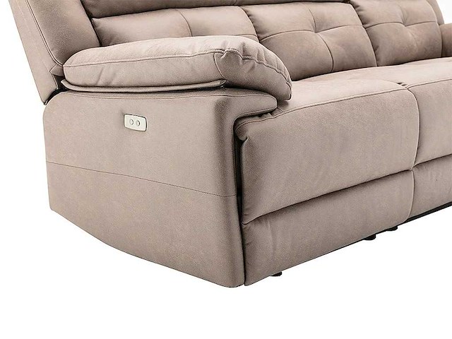 Elektrische 3-zits relaxbank in taupe stof - afbeelding 5 van  5
