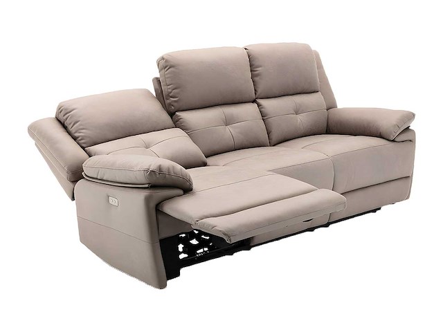 Elektrische 3-zits relaxbank in taupe stof - afbeelding 7 van  8