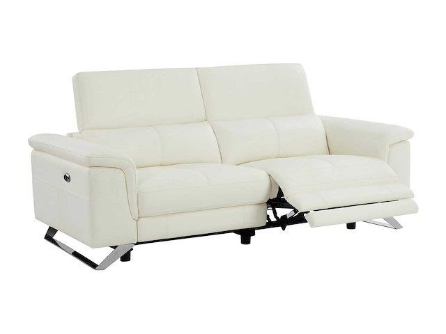 Elektrische 3-zits relaxbank in wit koeleerleer - afbeelding 12 van  15