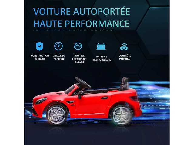 Elektrische auto kids rijbewijs mercedes slc 300 12v v. maximaal 5 km/u licht geluidseffecten rode afstandsbediening - afbeelding 6 van  11