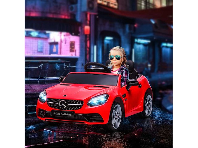 Elektrische auto kids rijbewijs mercedes slc 300 12v v. maximaal 5 km/u licht geluidseffecten rode afstandsbediening - afbeelding 9 van  11