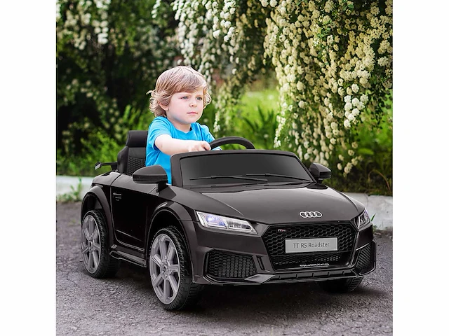 Elektrische auto kinder-elektrische auto audi tt rs 12 v 30 w v. maximaal 3 km/u afstandsbediening 2,4g geluidseffecten + fel zwart - afbeelding 1 van  5