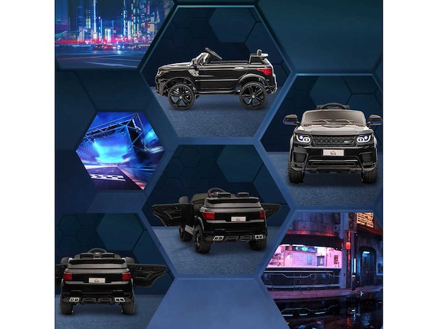 Elektrische auto kinderen elektrisch voertuig 12v dubbele motoren 3 tot 5 km/u 110 x 68 x 52cm zwart - afbeelding 9 van  10