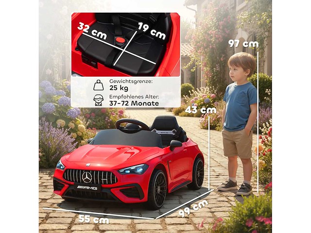 Elektrische auto voor kinderen, mercedes-ontwerp, 12v-motoren - afbeelding 3 van  6