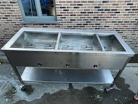 Elektrische bain-marie / warmhoudwagen — 3 vaks, rvs, op wielen - afbeelding 1 van  16