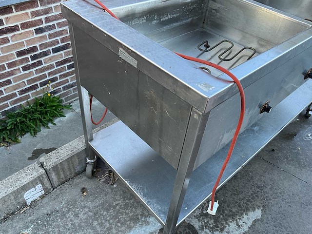 Elektrische bain-marie / warmhoudwagen — 3 vaks, rvs, op wielen - afbeelding 3 van  16