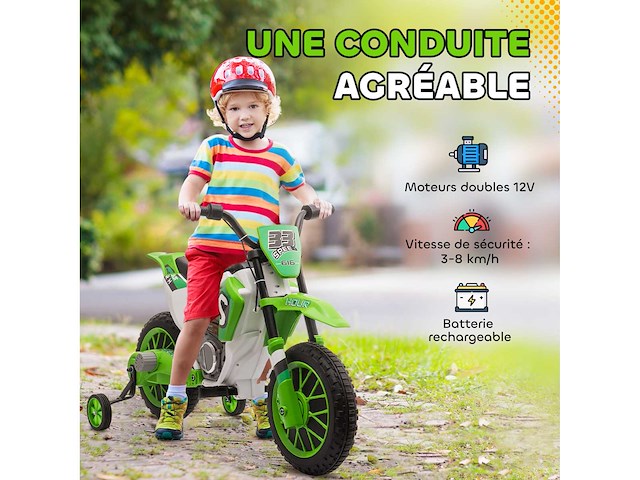 Elektrische cross-motorfiets voor kinderen van 3 tot 5 jaar 12 v 3-8 km/u - afbeelding 4 van  6