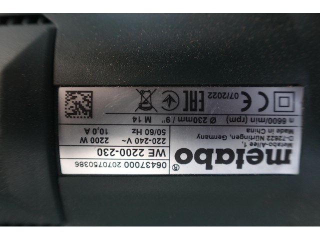 Elektrische haakse slijper metabo - afbeelding 4 van  4